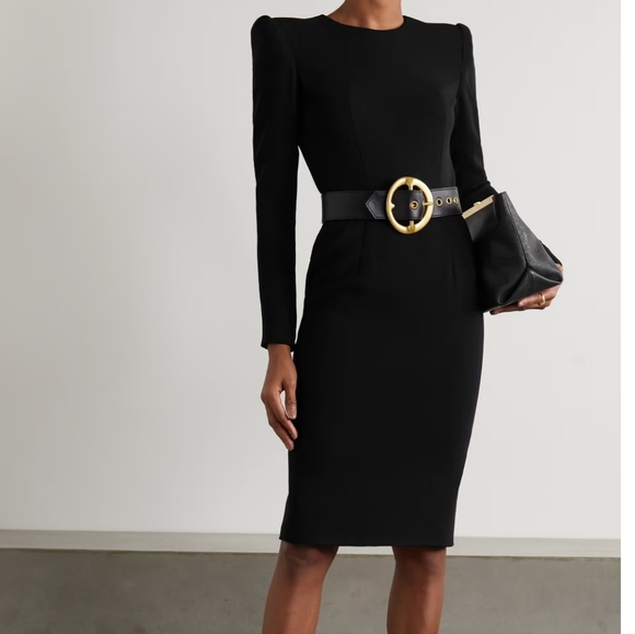 NWT Sergio Hudson Black Midi Dress - Picture 1 of 6